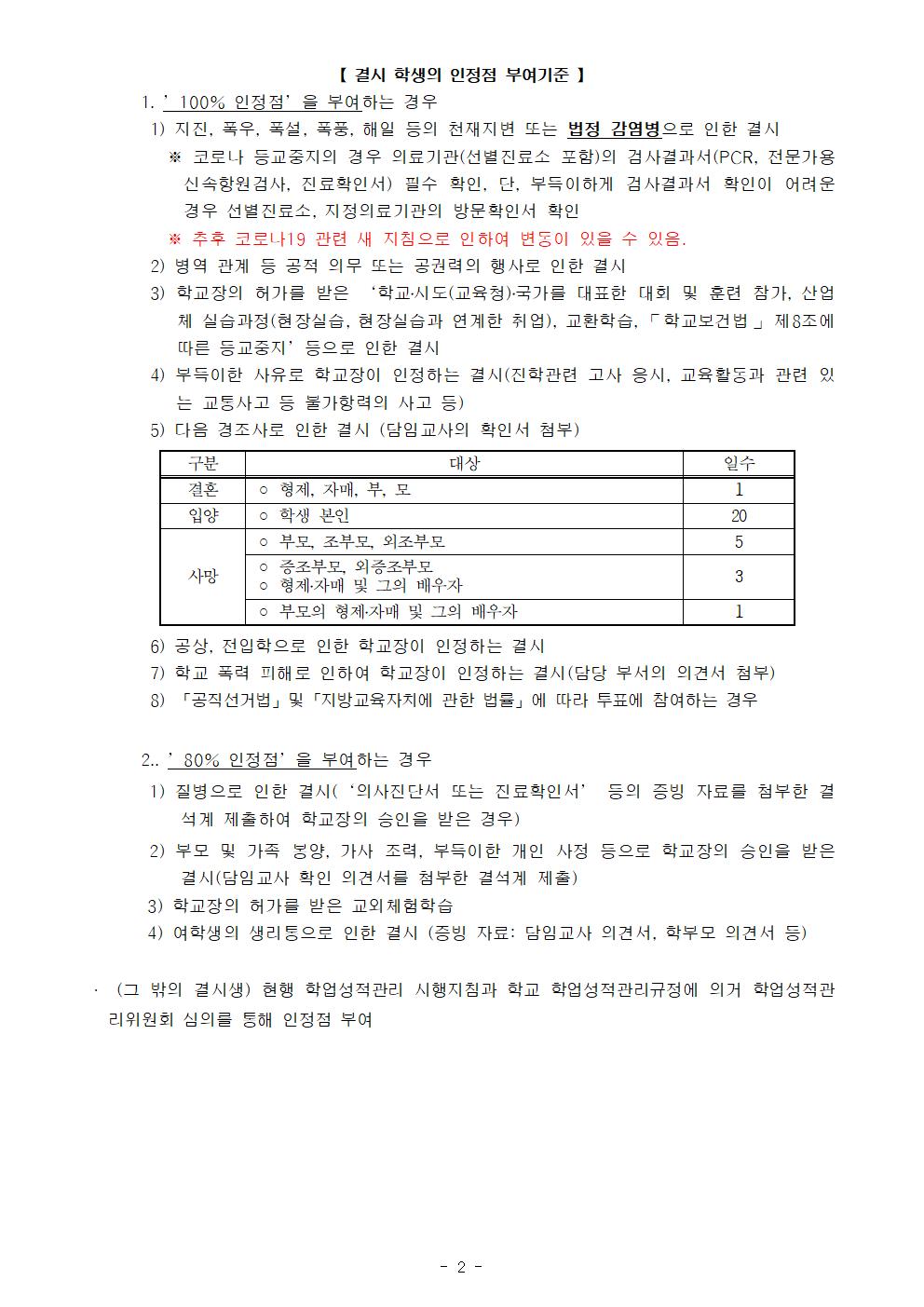 2022학년도 2학기 교과학습평가안내 가정통신문002