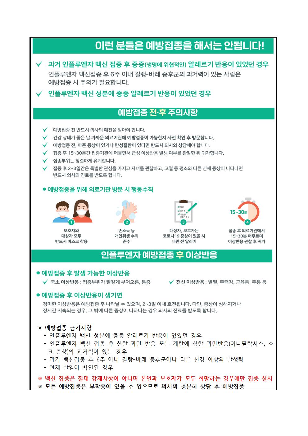 인플루엔자 유행주의보 발령 및 국가예방접종사업 안내002