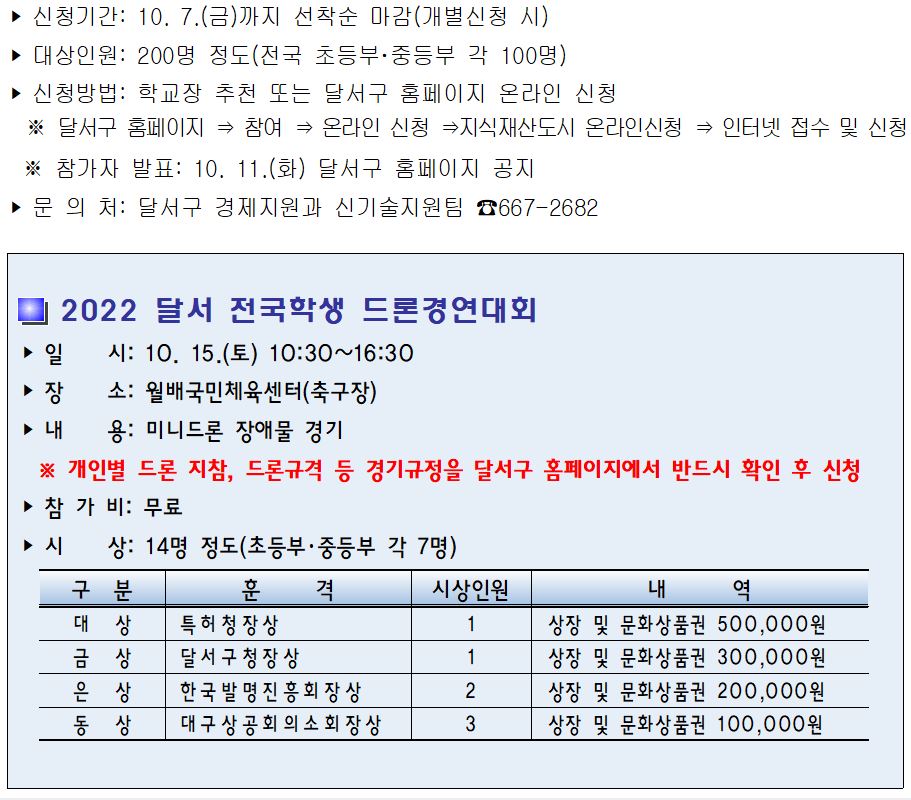 2022 달서 전국학생 드론경연대회