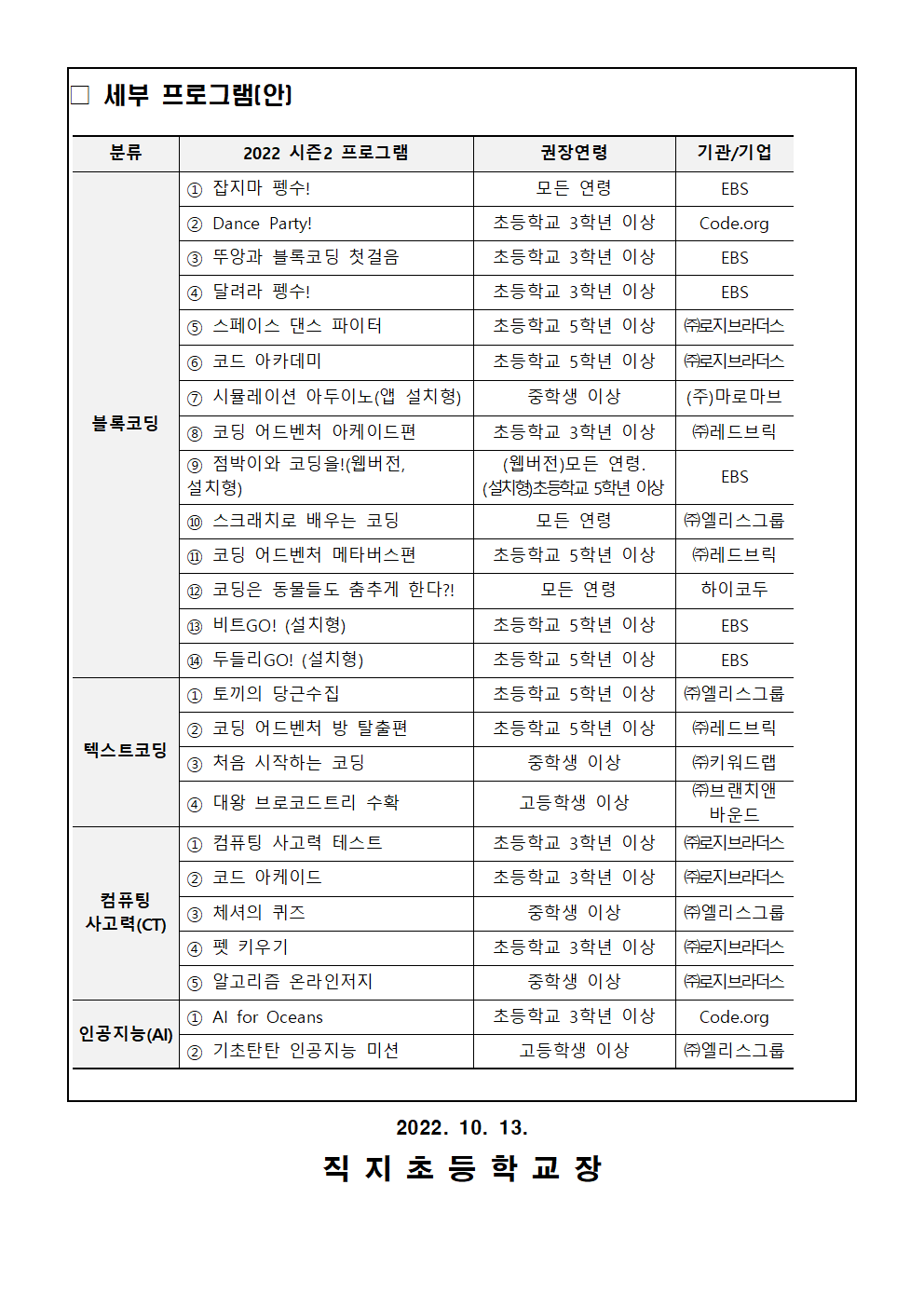 2022. 온라인 코딩파티 시즌2 행사 안내 가정통신문002