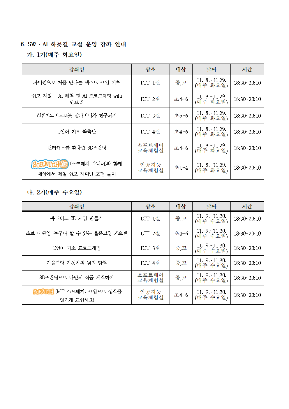 2022. SW·AI 하굣길 교실 운영 안내002