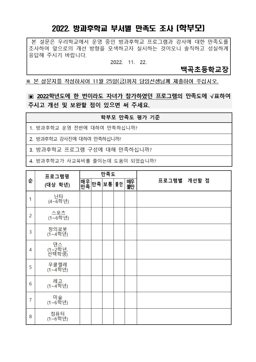 2022. 방과후학교 부서별 만족도 조사지(학생,학부모,교사) (2)