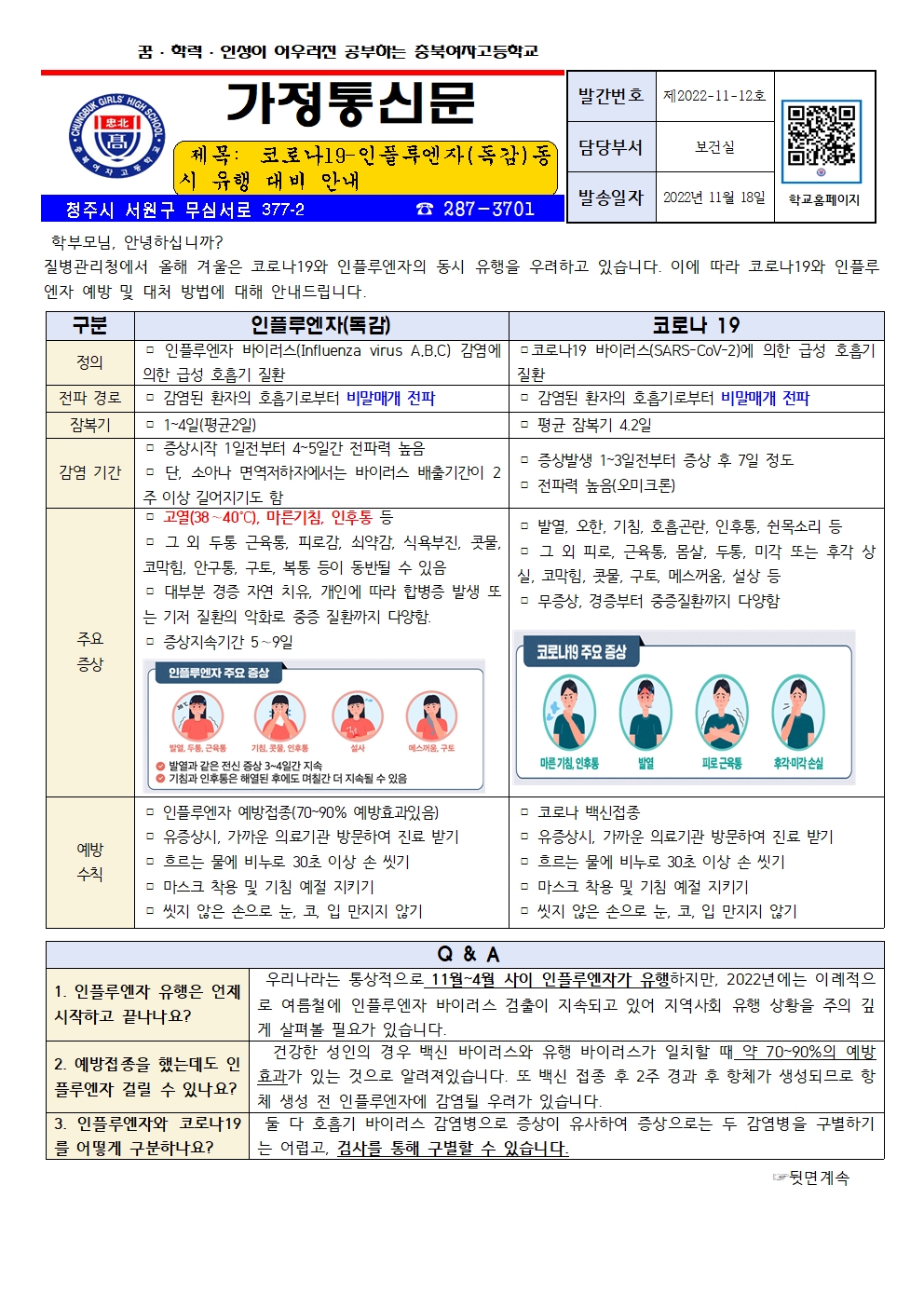 코로나19-인플루엔자(독감) 동시 유행 대비 안내001