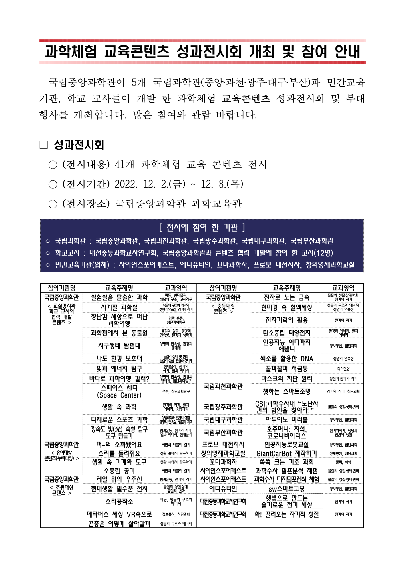 [붙임1] 국립중앙과학관, 과학체험교육 콘텐츠 성과전시회 개최 안내_2