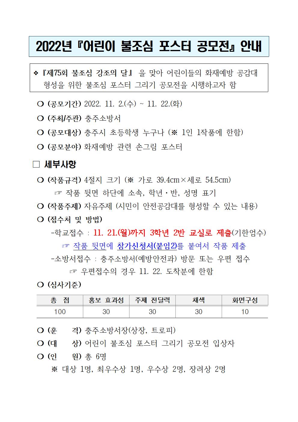 2022년 어린이 불조심 포스터 공모전 안내001