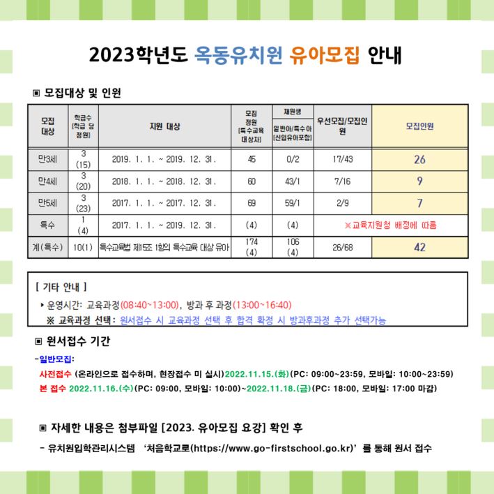 2023. 유아모집 요강