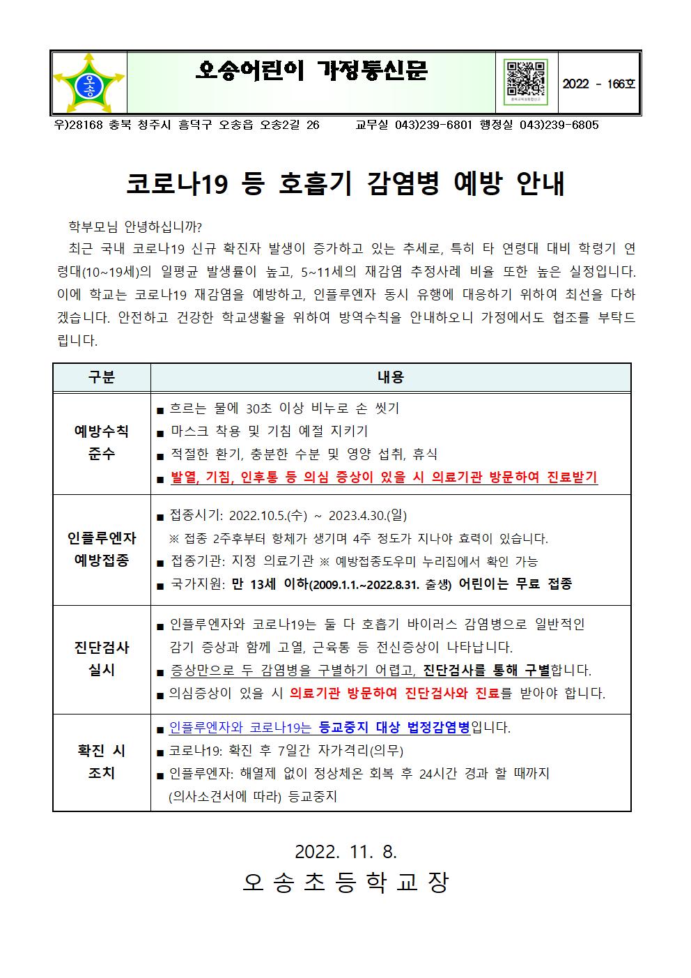 코로나19 등 호흡기 감염병 예방 안내001