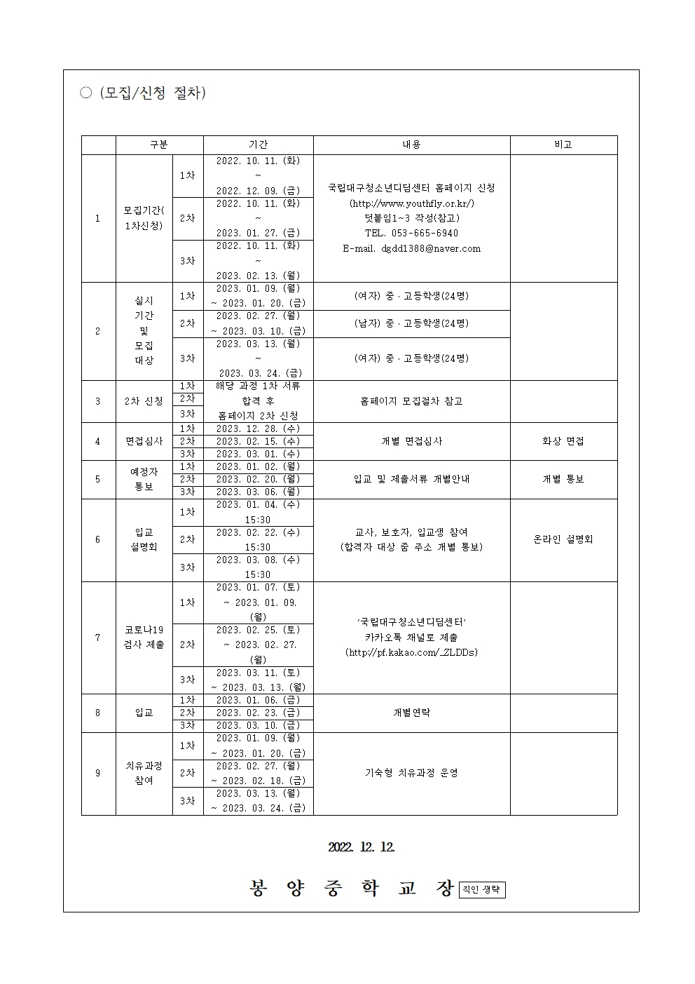 2023학년도 인터넷, 스마트폰 과의존 치유과정 입교생 모집 가정통신문002