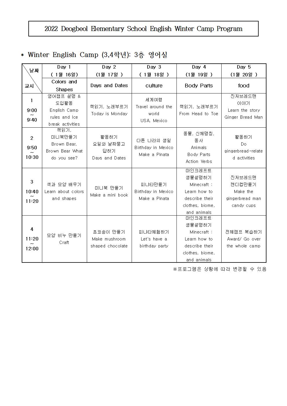 2022. 겨울방학 영어캠프 안내장002