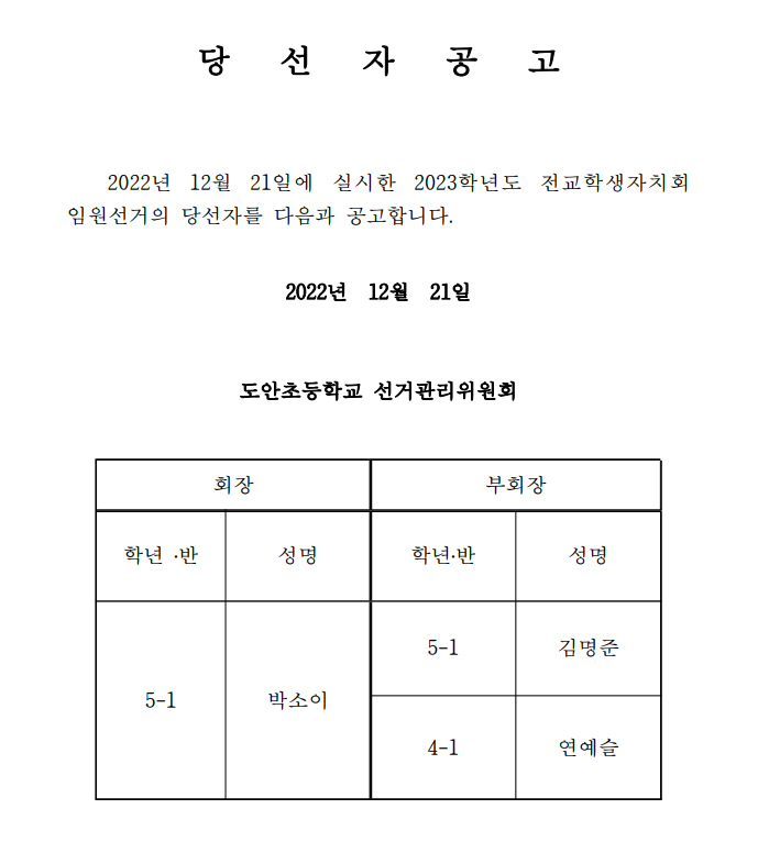 당선자공고