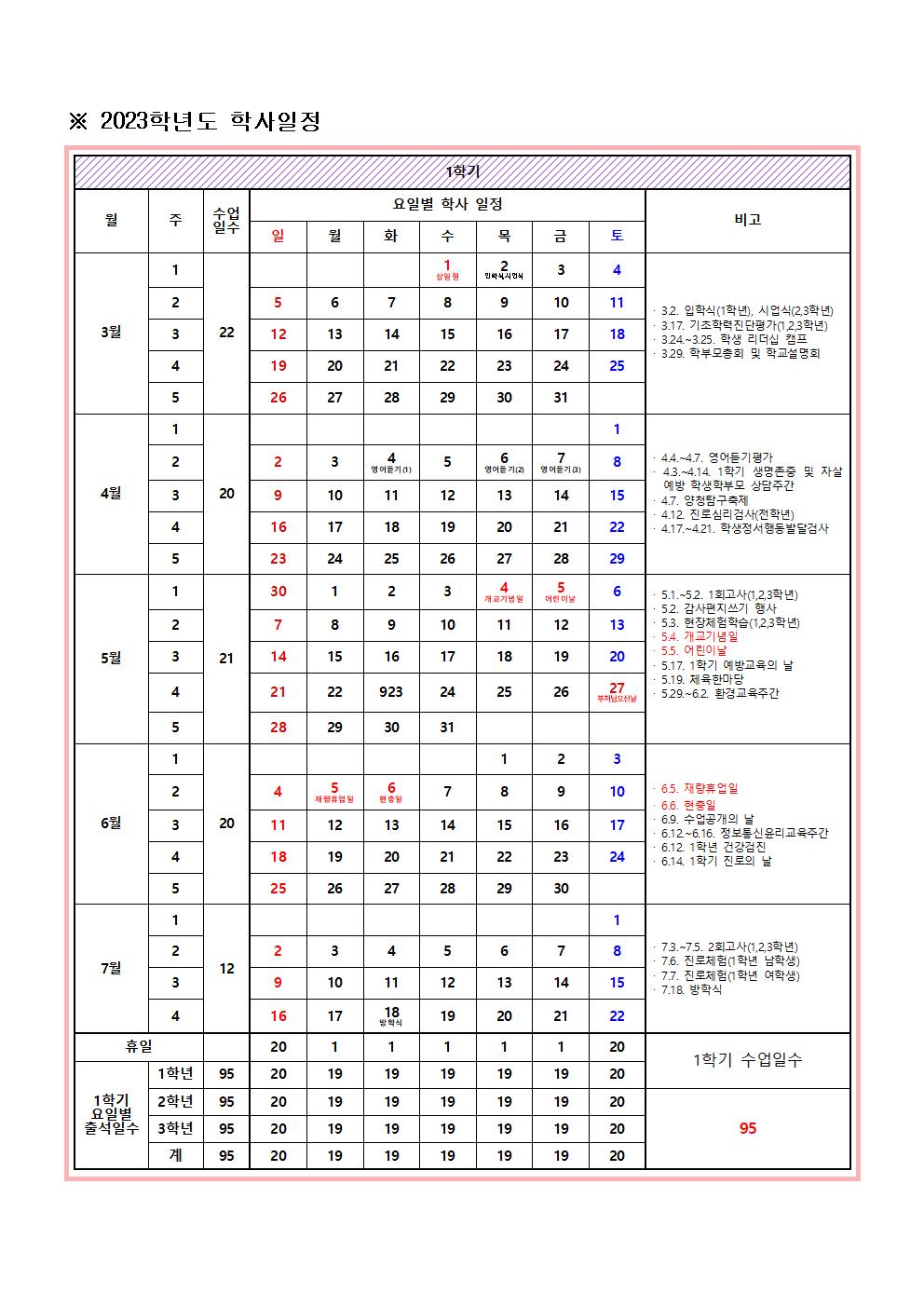 2023학년도 학사일정 안내001