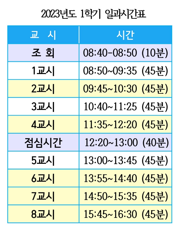 2023학년도 1학기 일과시간표(1)