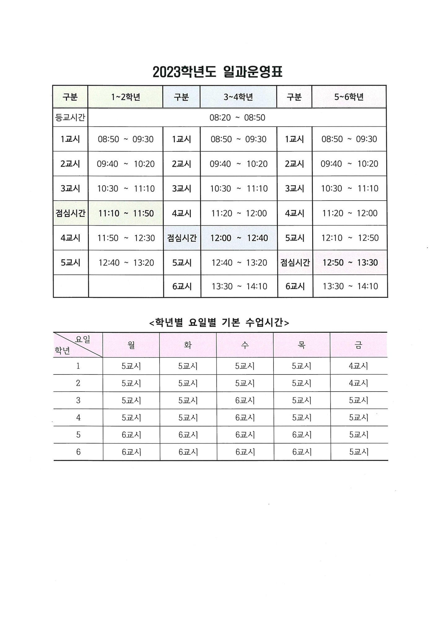 2023학년도 일과운영표(홈페이지용)