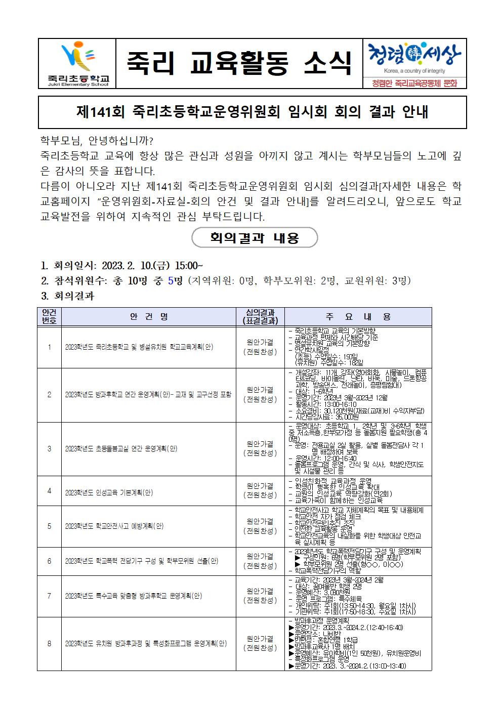 가정통신문(회의결과)001