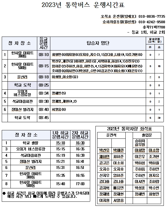 학교차량 가정통신문2