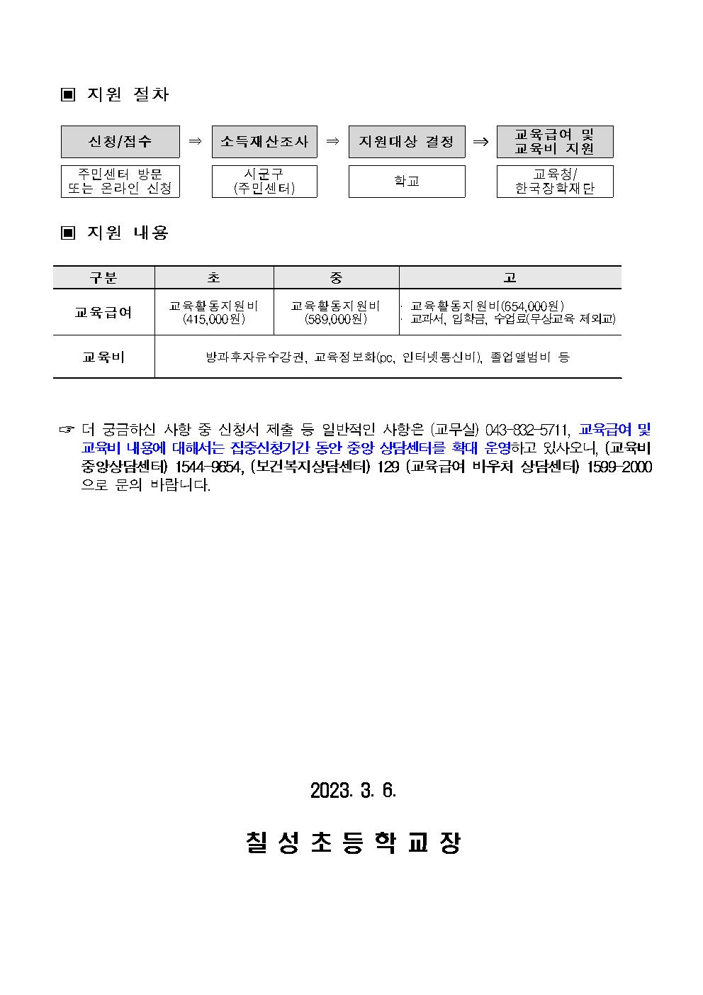 2023년 교육급여 및 교육비 신청 안내002