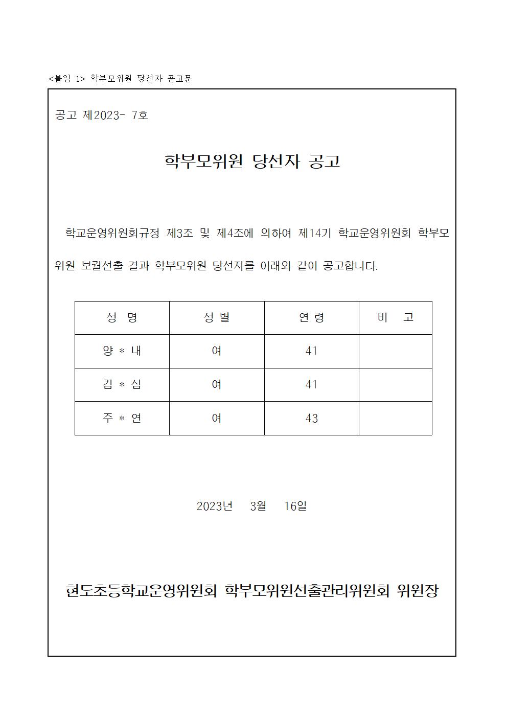 10-1 학부모위원 당선자 확정 공고-게시001