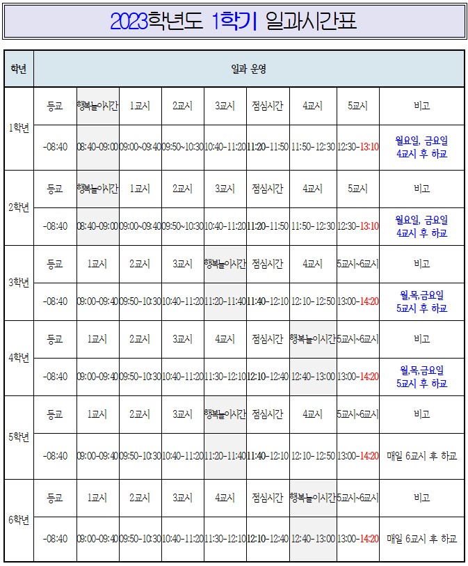 2023학년도 1학기 시간표 그림파일