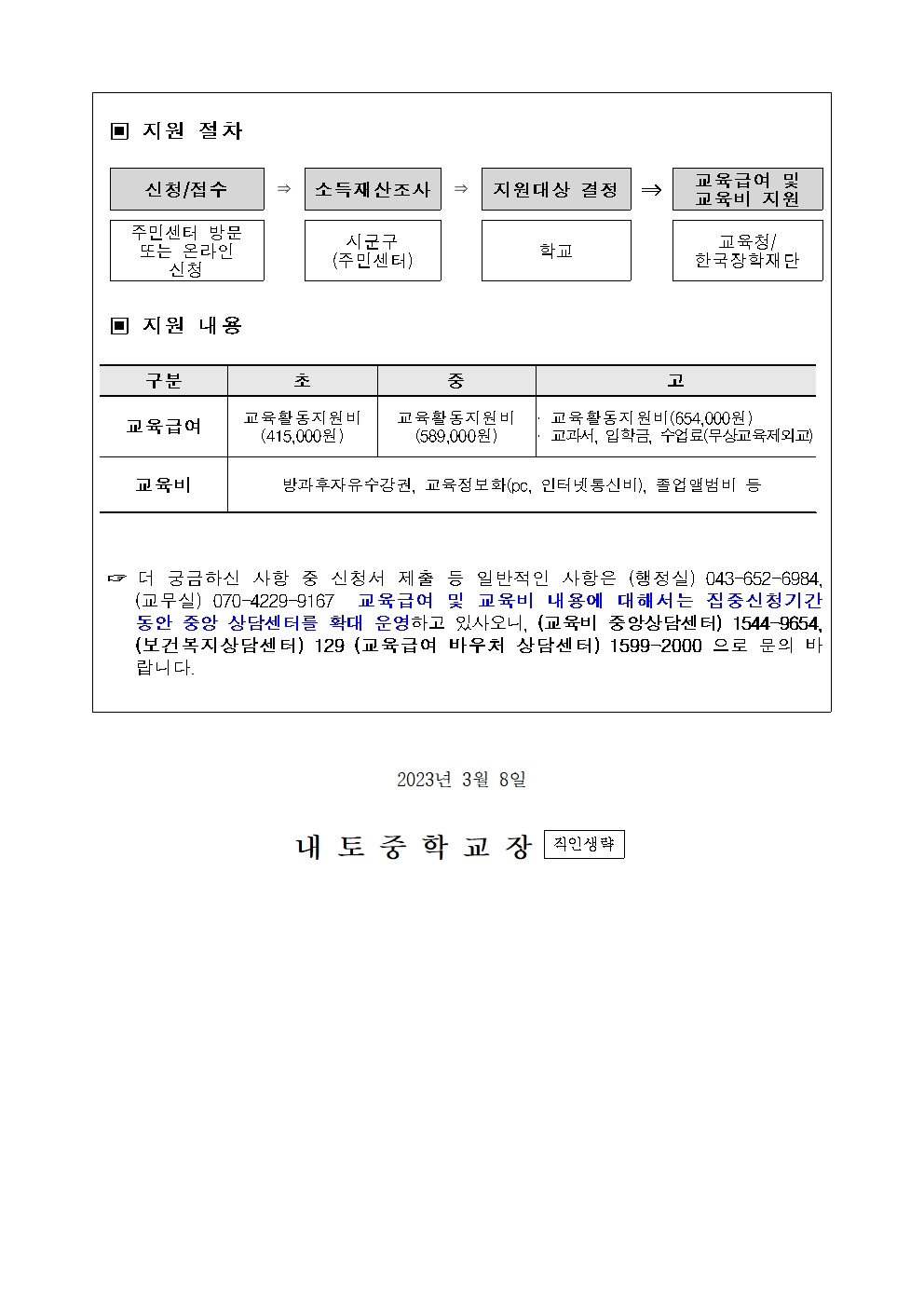 2023. 교육급여 및 교육비 신청 안내002