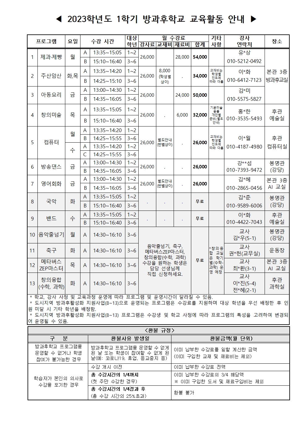 2023. 1학기 방과후학교 수강신청 안내장002