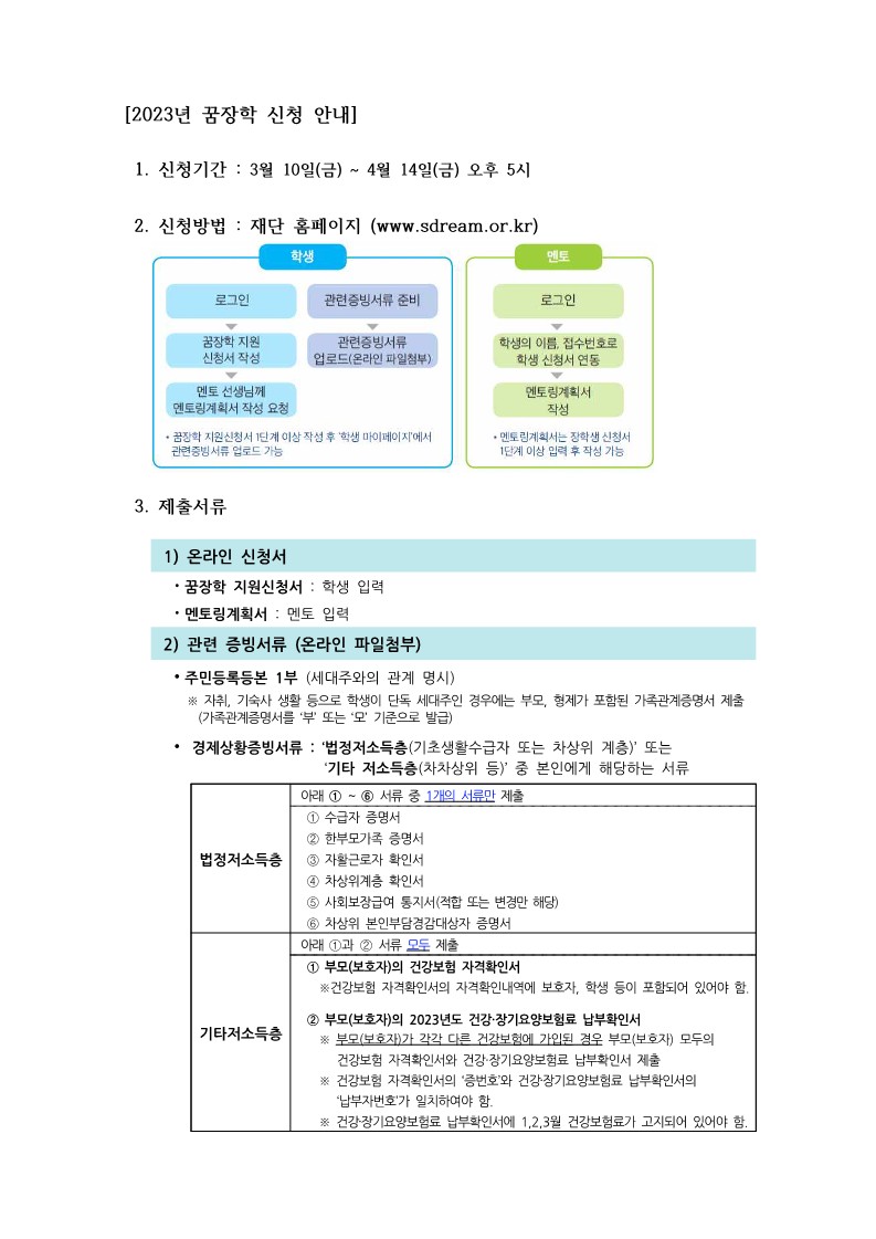 (재)삼성꿈장학재단_2023년 꿈장학 공모요강_2