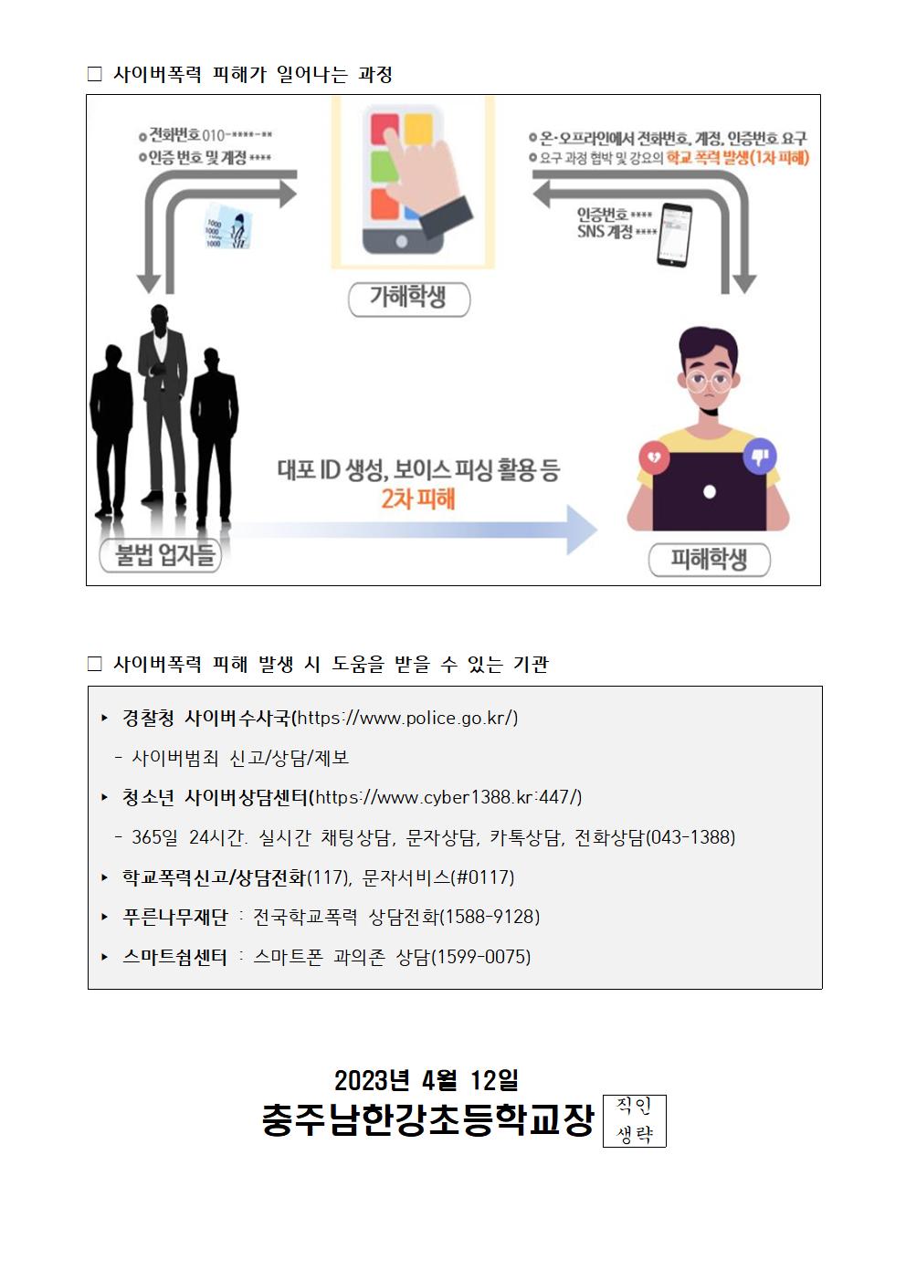 2023. 사이버폭력 예방 및 대응 가정통신문002