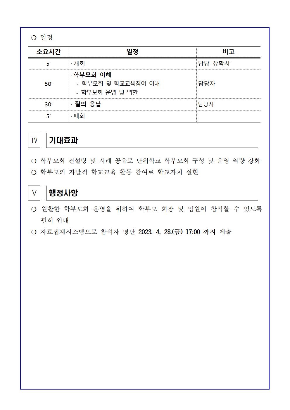 [청주성신학교-4117 (첨부) 충청북도청주교육지원청 교육협력과] 2023. 학부모 학교교육참여 지원 컨설팅 추진 계획_발송용002