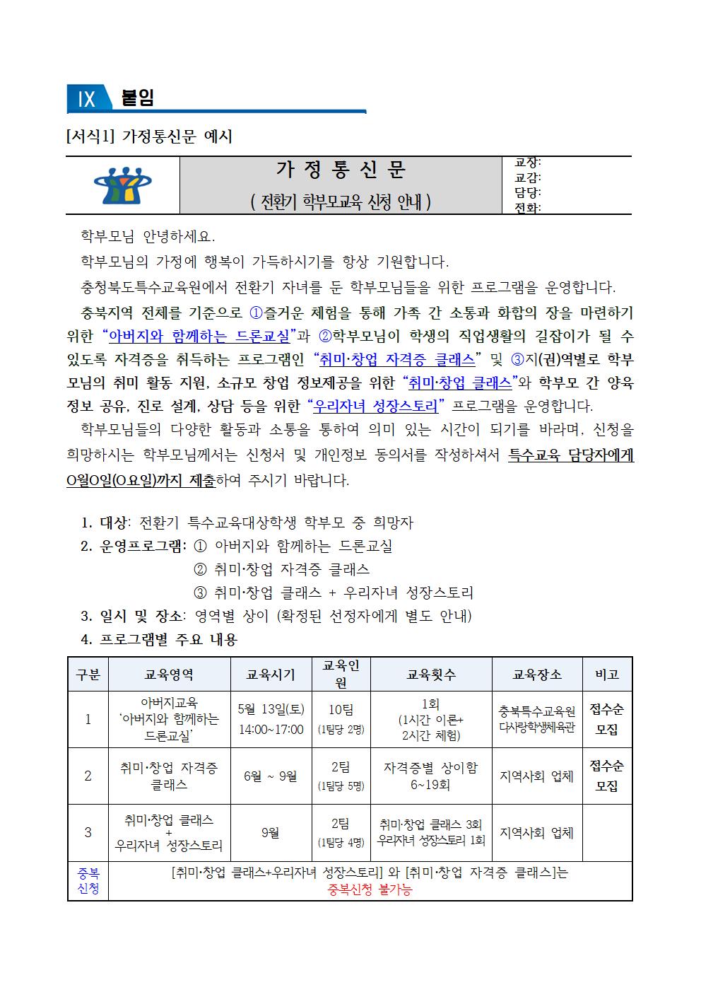 [청주성신학교-3669 (첨부) 충청북도특수교육원 특수교육과] 2023. 전환기 특수교육대상학생 학부모교육 운영 계획(청주)012