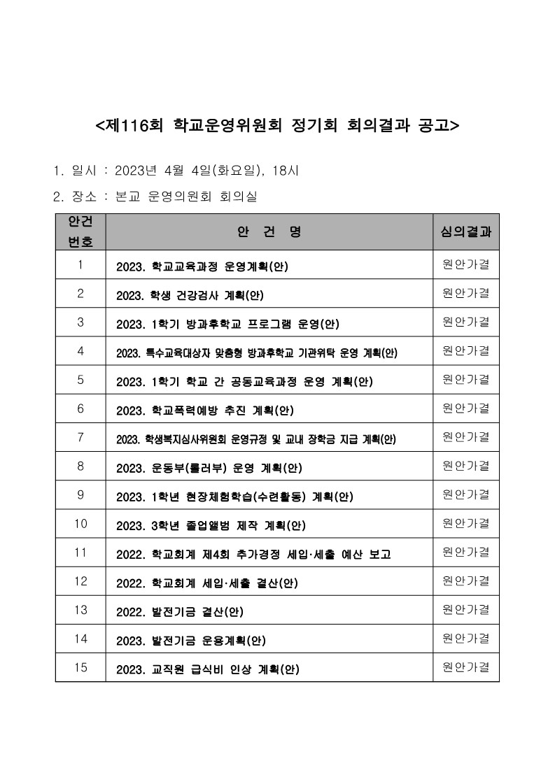 제116회 정기회 회의결과 공고_1