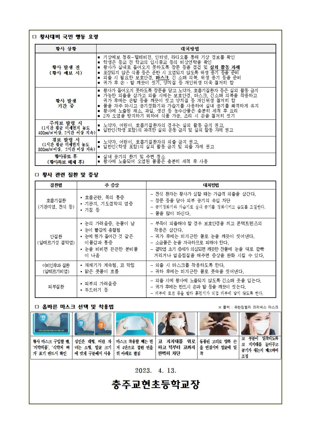 황사 예방 안내 가정통신문002