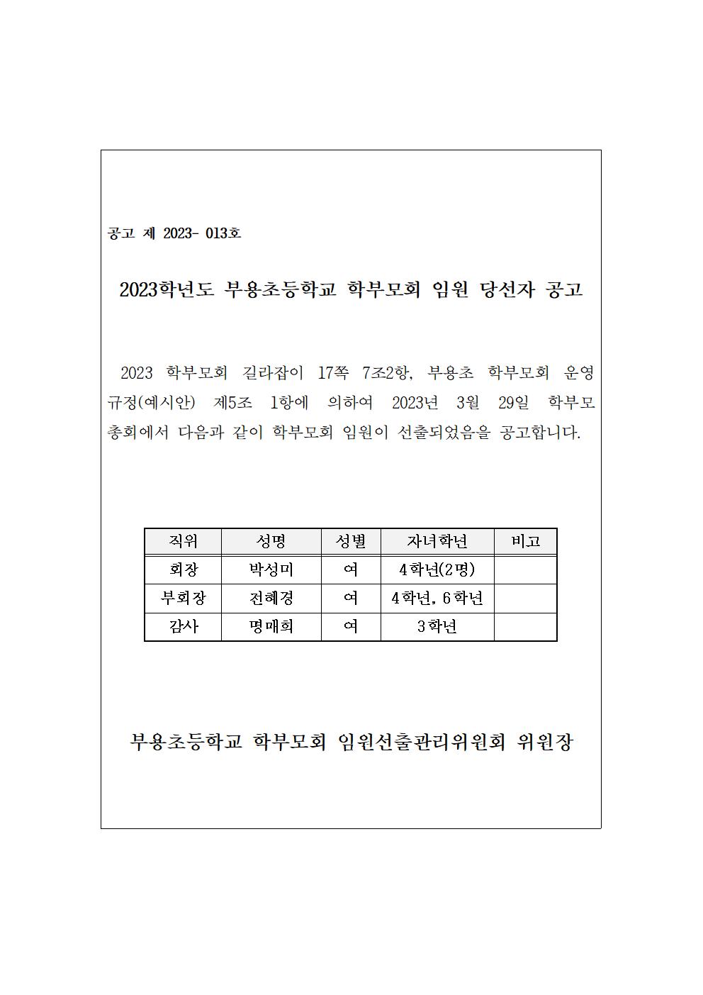 학부모회임원당선공고001