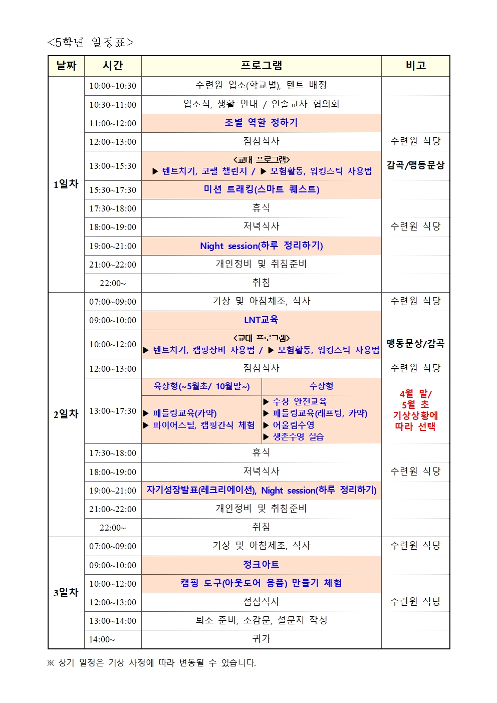 2023학년도 수련활동 안내장(5학년)002