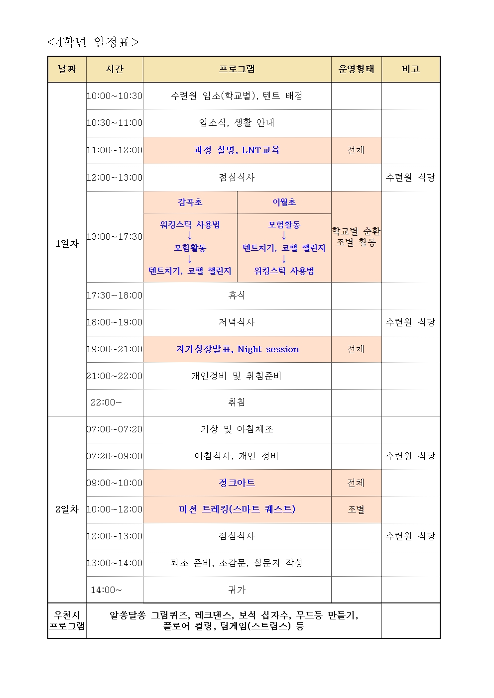 2023학년도 수련활동 안내장(4학년)002