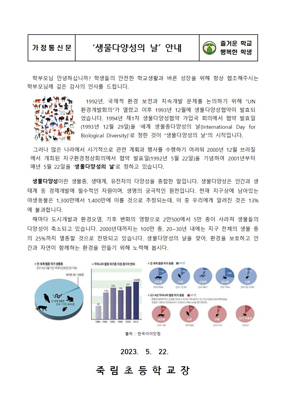 생물다양성의 날 안내장