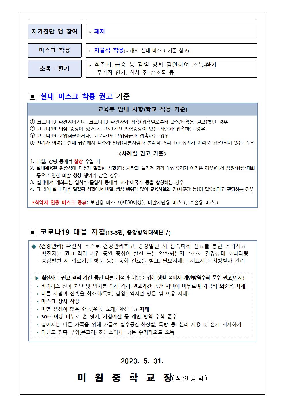 코로나19 확진자 격리 기준 및 방역 변경 사항 안내002