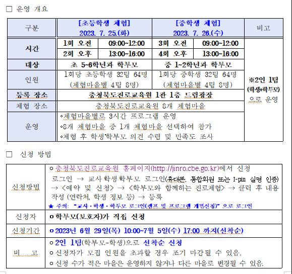 충북진로교육원-학생과 학부모 함께하는 진로체험-1