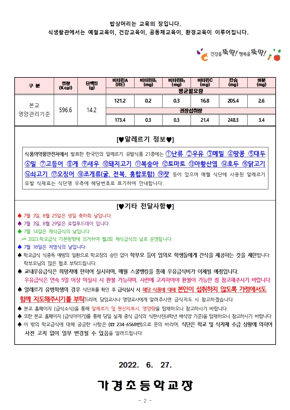 7~8월 식단표 및 식생활정보 안내 가정통신문002