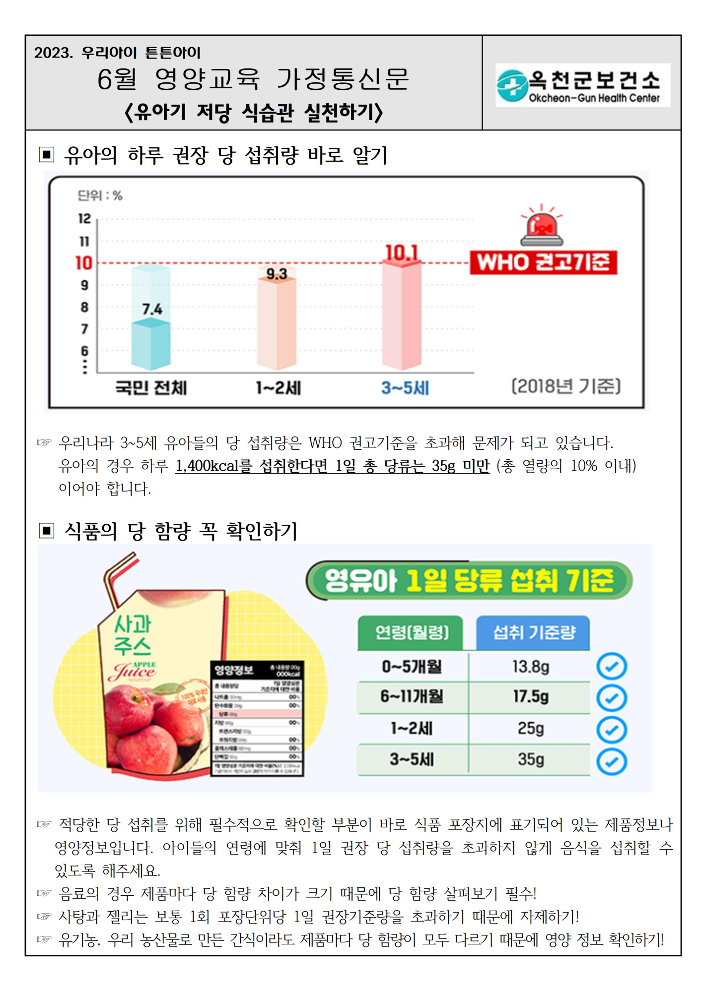 2023년 6월 (유아기 저당 식습관 실천하기)