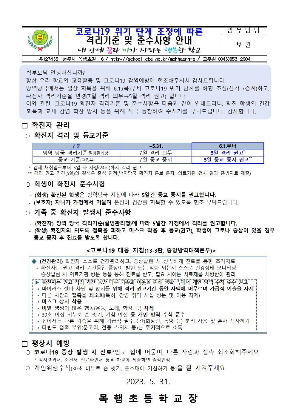 230531 코로나19위기단계조정안내001