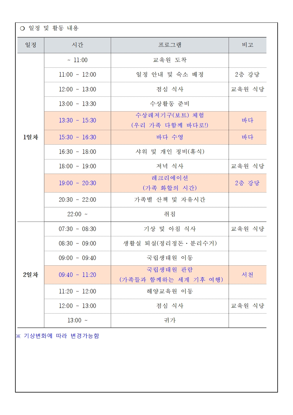 2023. 참여해(海) 다문화가정 바다캠프 운영 안내 가정통신문002