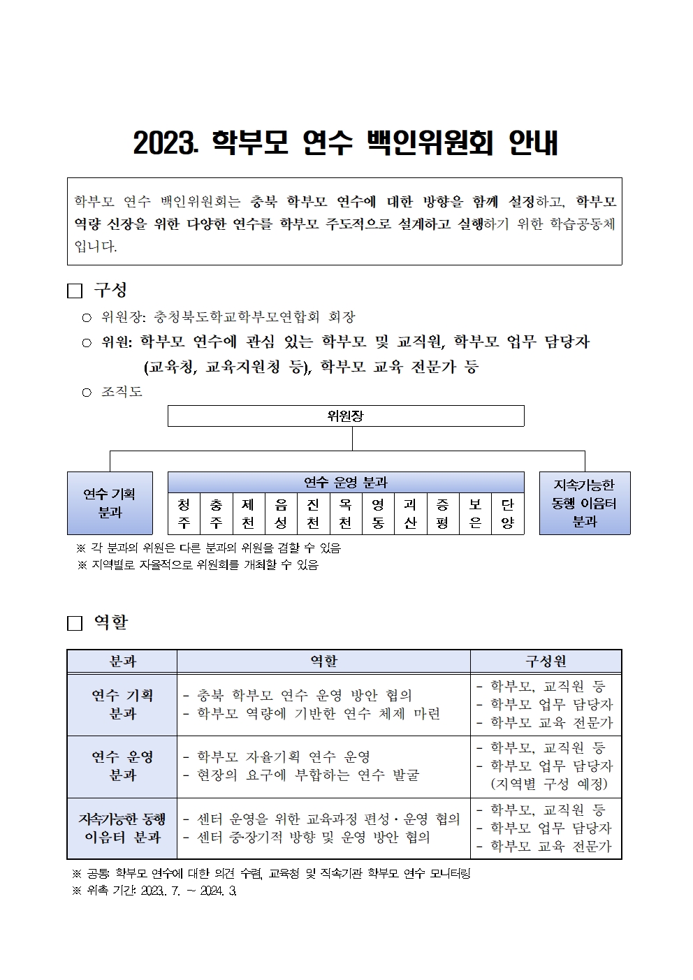 [가정통신문 예시]2023. 학부모연수 백인위원회 위원 모집 안내002