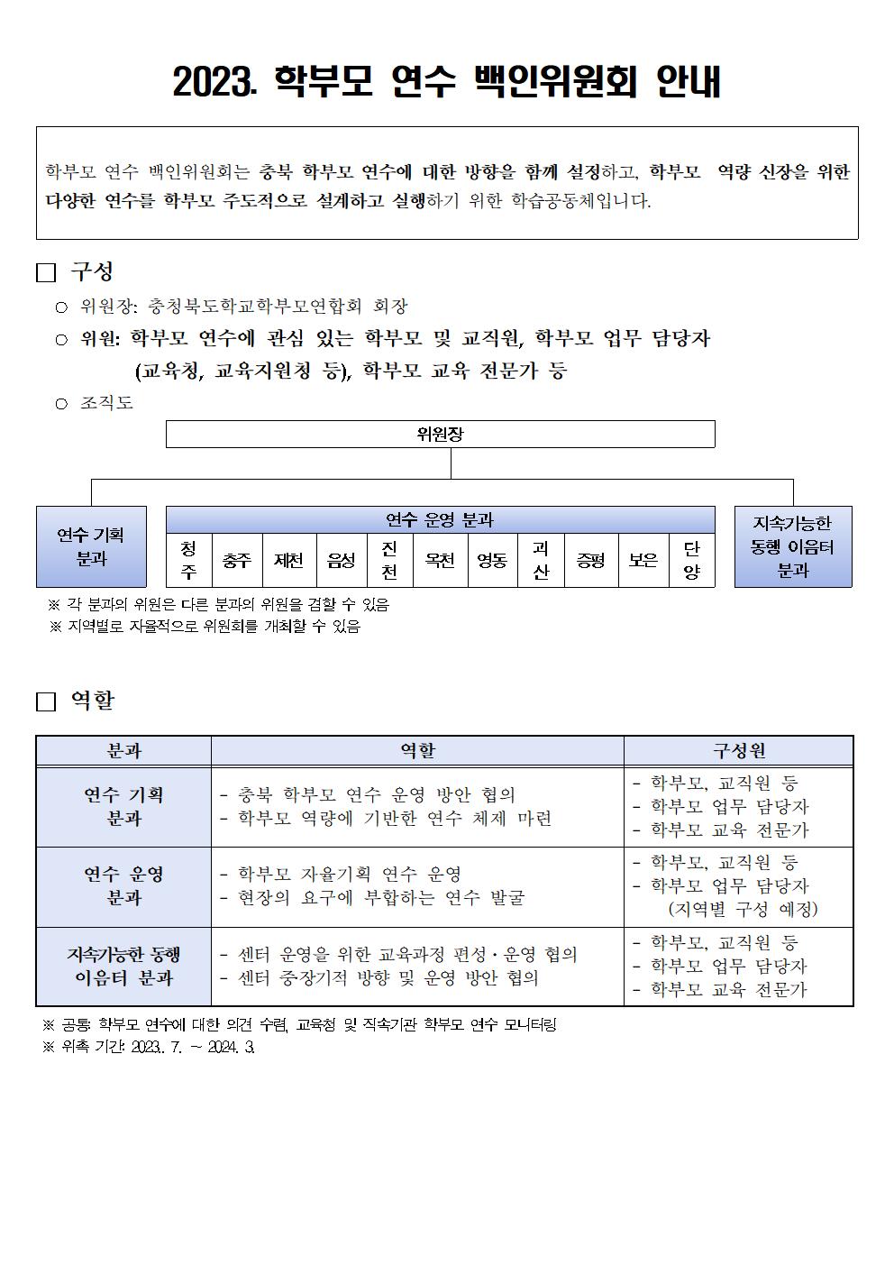 2023. 학부모 연수 백인위원회 위원 모집 안내002