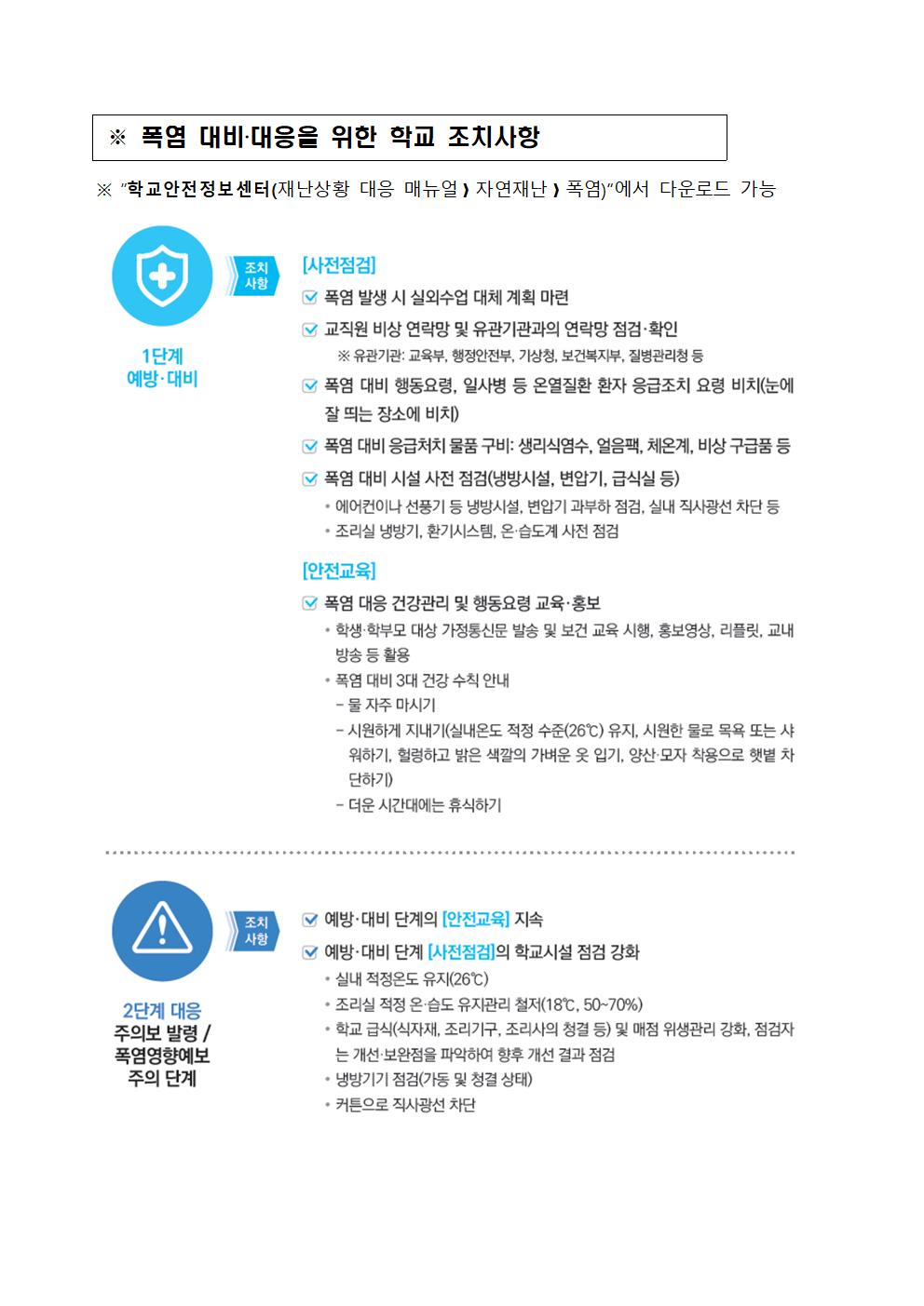 2023. 삼양초등학교 여름철 자연 재난 및 폭염 대책 추진계획(홈페이지게시)002