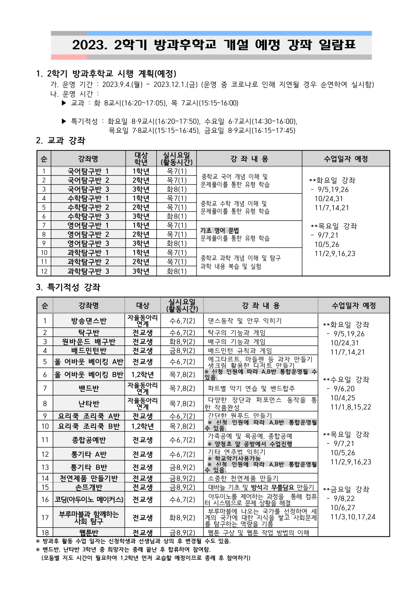 가정통신문(2023학년도 2학기 방과후학교 참여 희망 조사)_2