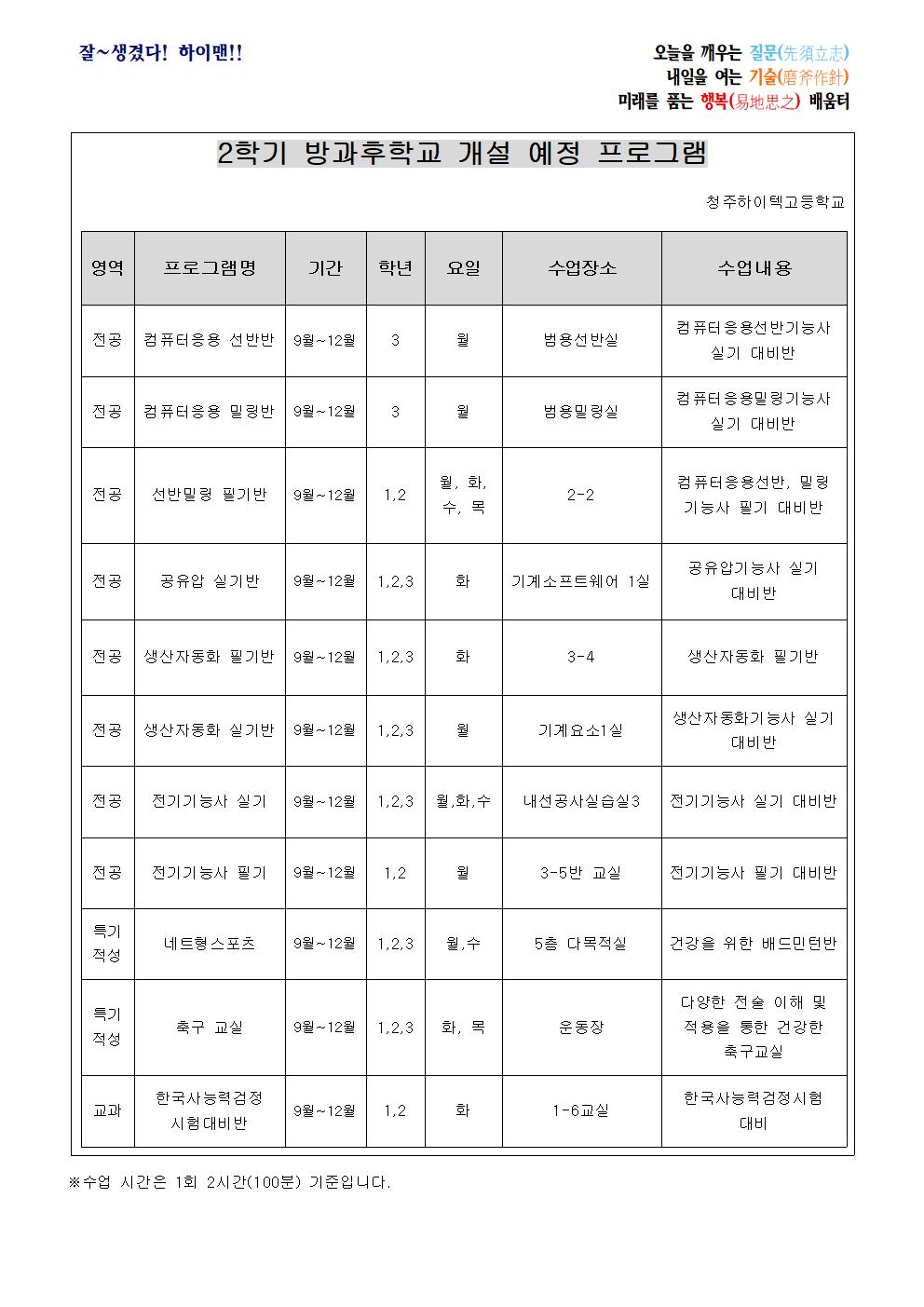 2학기 방과후학교 프로그램 개설을 위한 예비조사 및 참여 신청 안내 가정통신문002