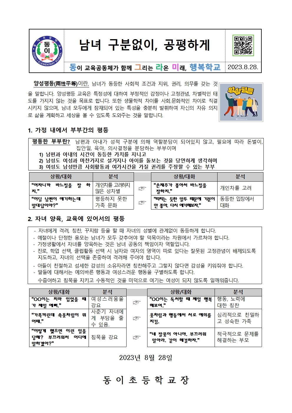 2023. 남녀구분없이, 공평하게 통신문001