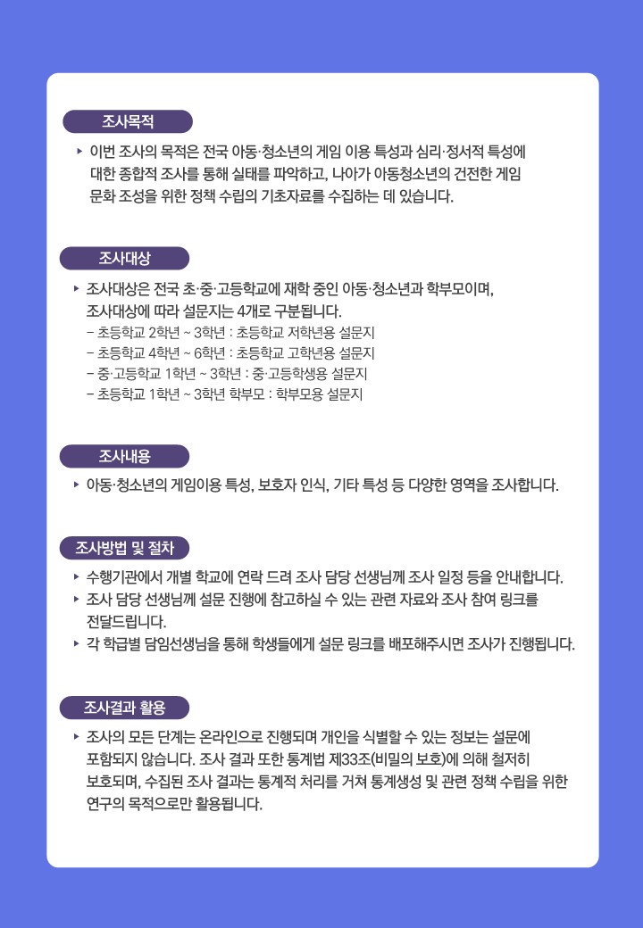 3.「2023 아동·청소년 게임행동 종합 실태조사」 조사 안내문(초등 고학년, 초등 저학년 학생 및 학부모)_2