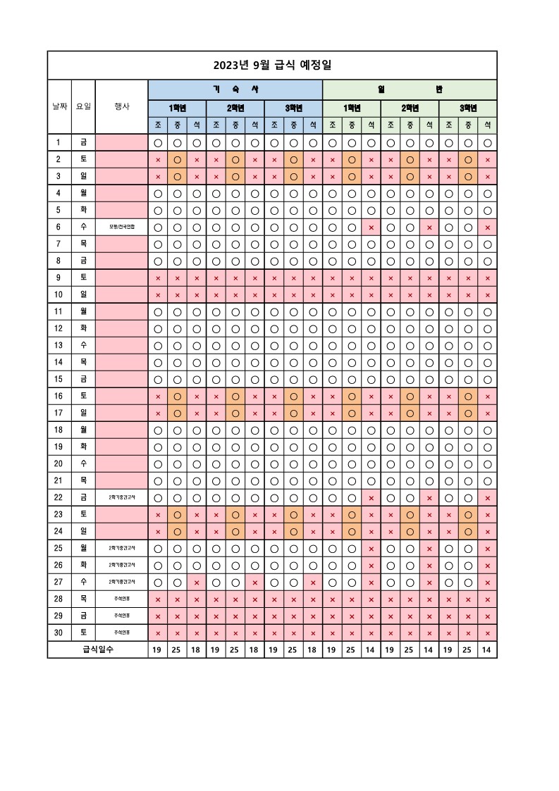 9월 급식비 예정일_1