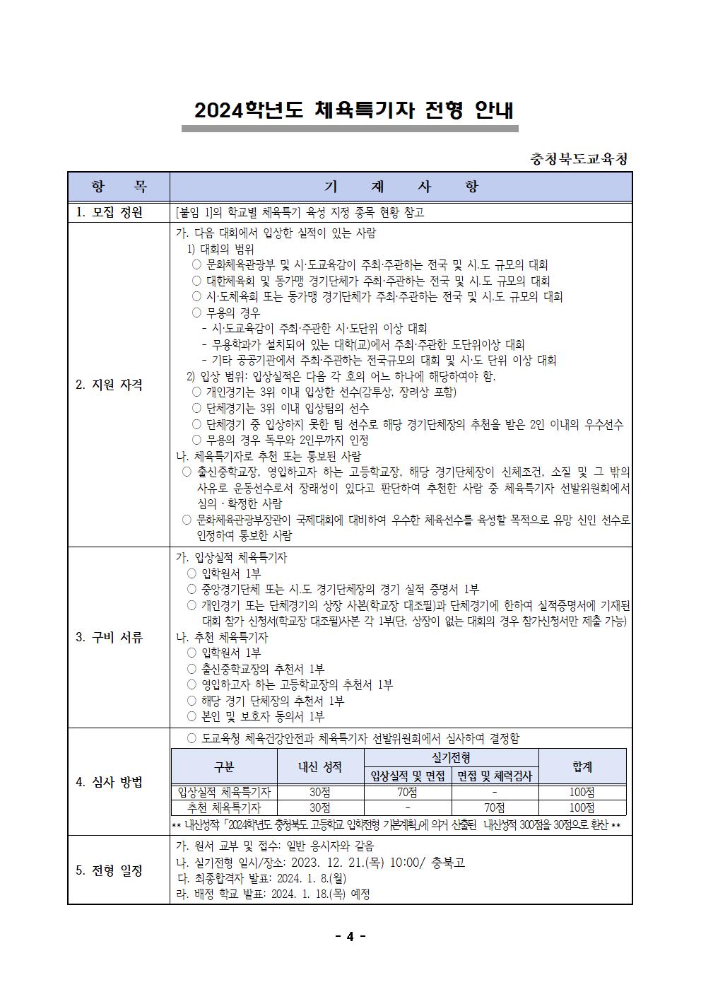 2024학년도 충청북도교육감전형 고등학교 입학전형 시행 요강004