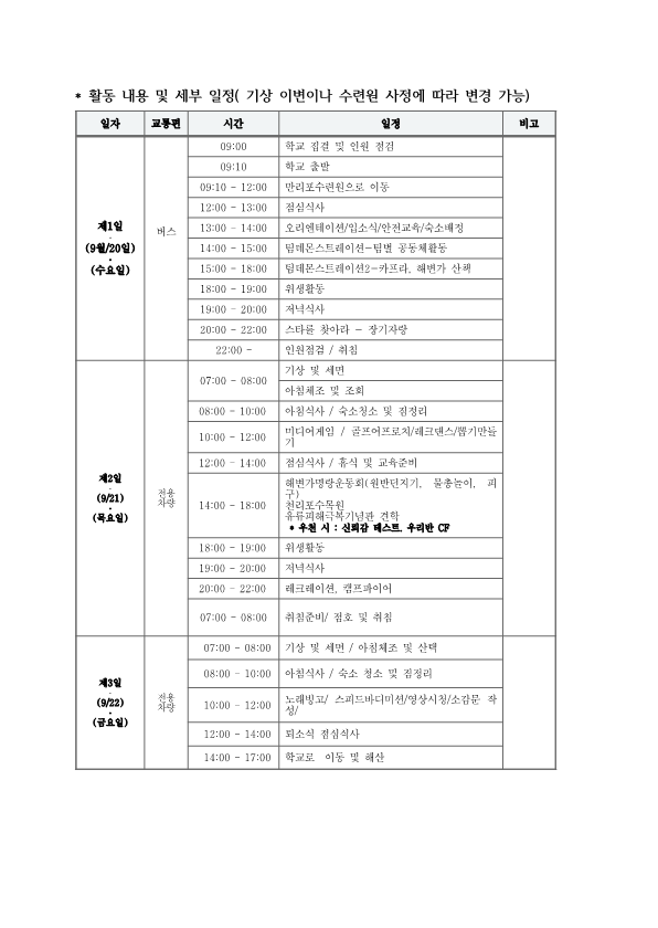 (가정통신문) 1학년 현장체험학습 안내_2